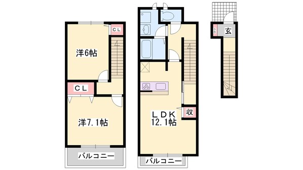 福崎駅 徒歩39分 2階の物件間取画像